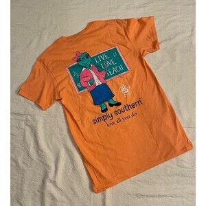 Simply Southern Teacher Love All You Do Shirt Orange Small Brand New with Tags